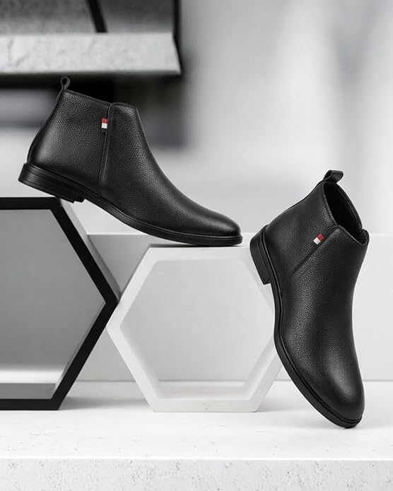 zf4shion NoirEdge Ankle Boots – Classic Black Formal Footwear