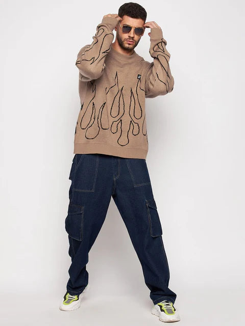 zf4shions Flame Knit Oversized Sweater