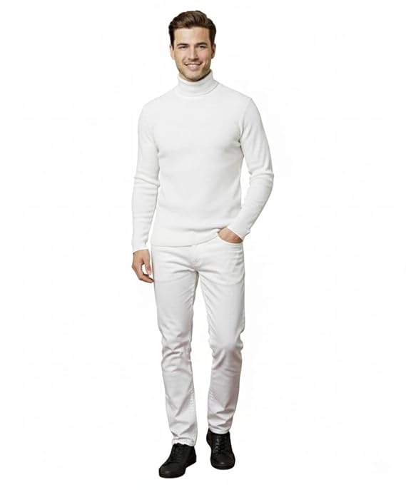 zf4shion PureKnit White Turtleneck Sweater