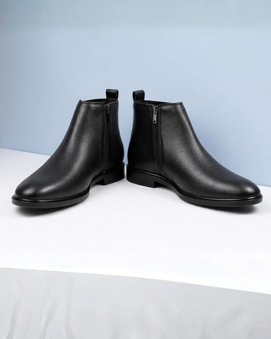 zf4shion NoirEdge Ankle Boots – Classic Black Formal Footwear