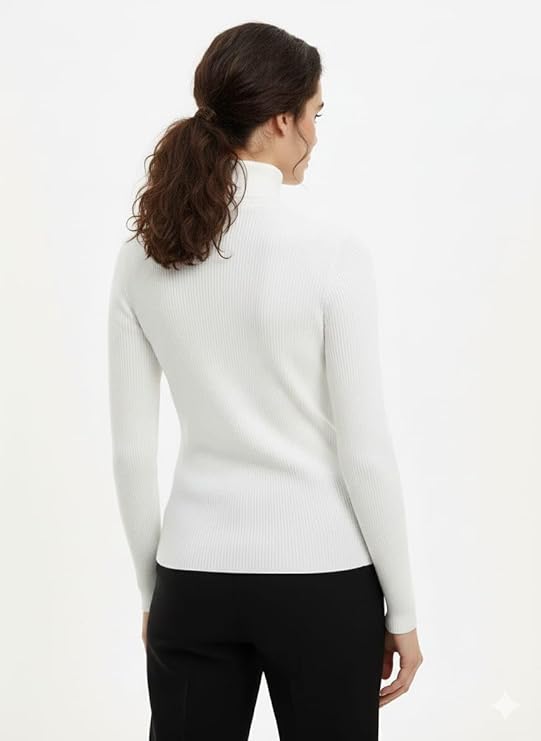 zf4shion PureKnit White Turtleneck Sweater