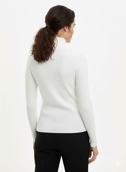 zf4shion PureKnit White Turtleneck Sweater