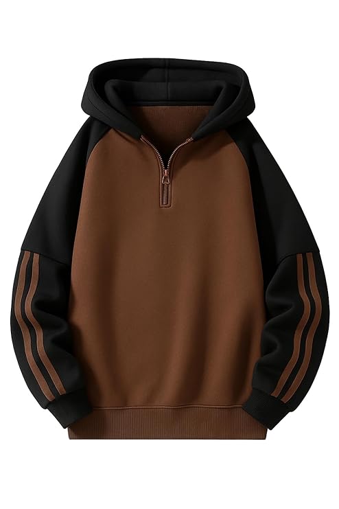zf4shion Urban DuoTone Quarter-Zip Hoodie – Relaxed Fit Streetwear