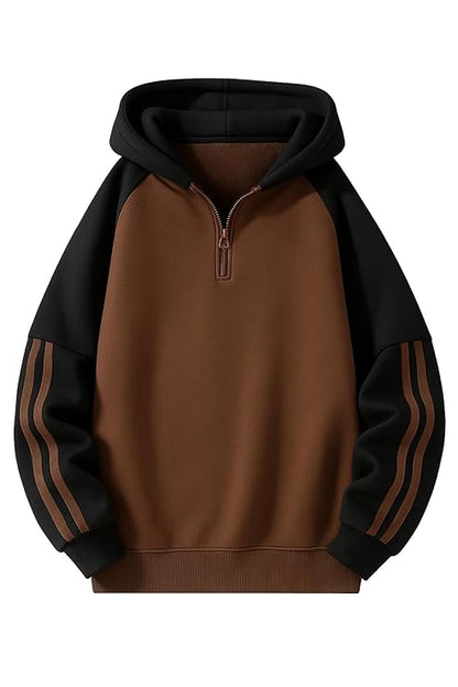 zf4shion Urban DuoTone Quarter-Zip Hoodie – Relaxed Fit Streetwear