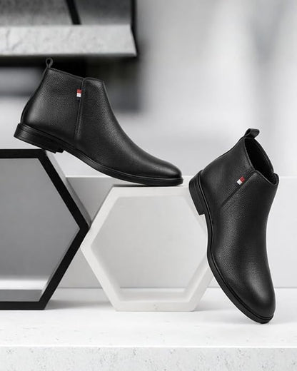 zf4shion NoirEdge Ankle Boots – Classic Black Formal Footwear