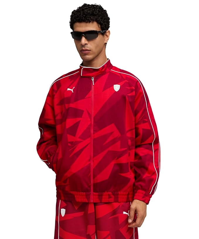 zf4shion Red Geometric Track Jacket
