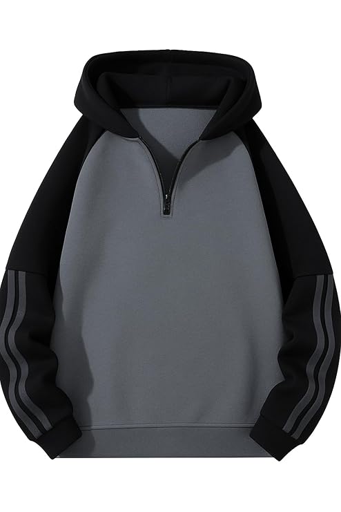 zf4shion Urban DuoTone Quarter-Zip Hoodie – Relaxed Fit Streetwear