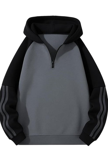zf4shion Urban DuoTone Quarter-Zip Hoodie – Relaxed Fit Streetwear