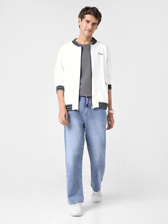 zf4shions Classic White Zip-Up Jacket