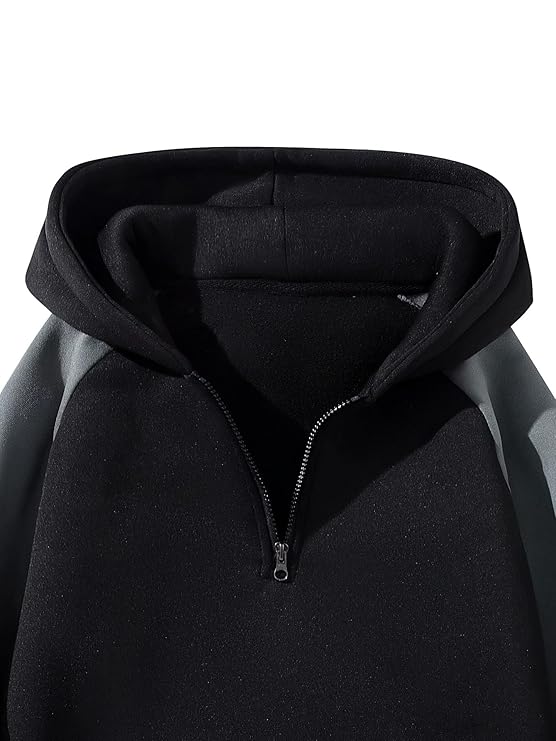 zf4shion Urban DuoTone Quarter-Zip Hoodie – Relaxed Fit Streetwear