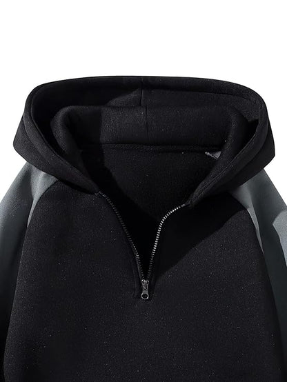zf4shion Urban DuoTone Quarter-Zip Hoodie – Relaxed Fit Streetwear